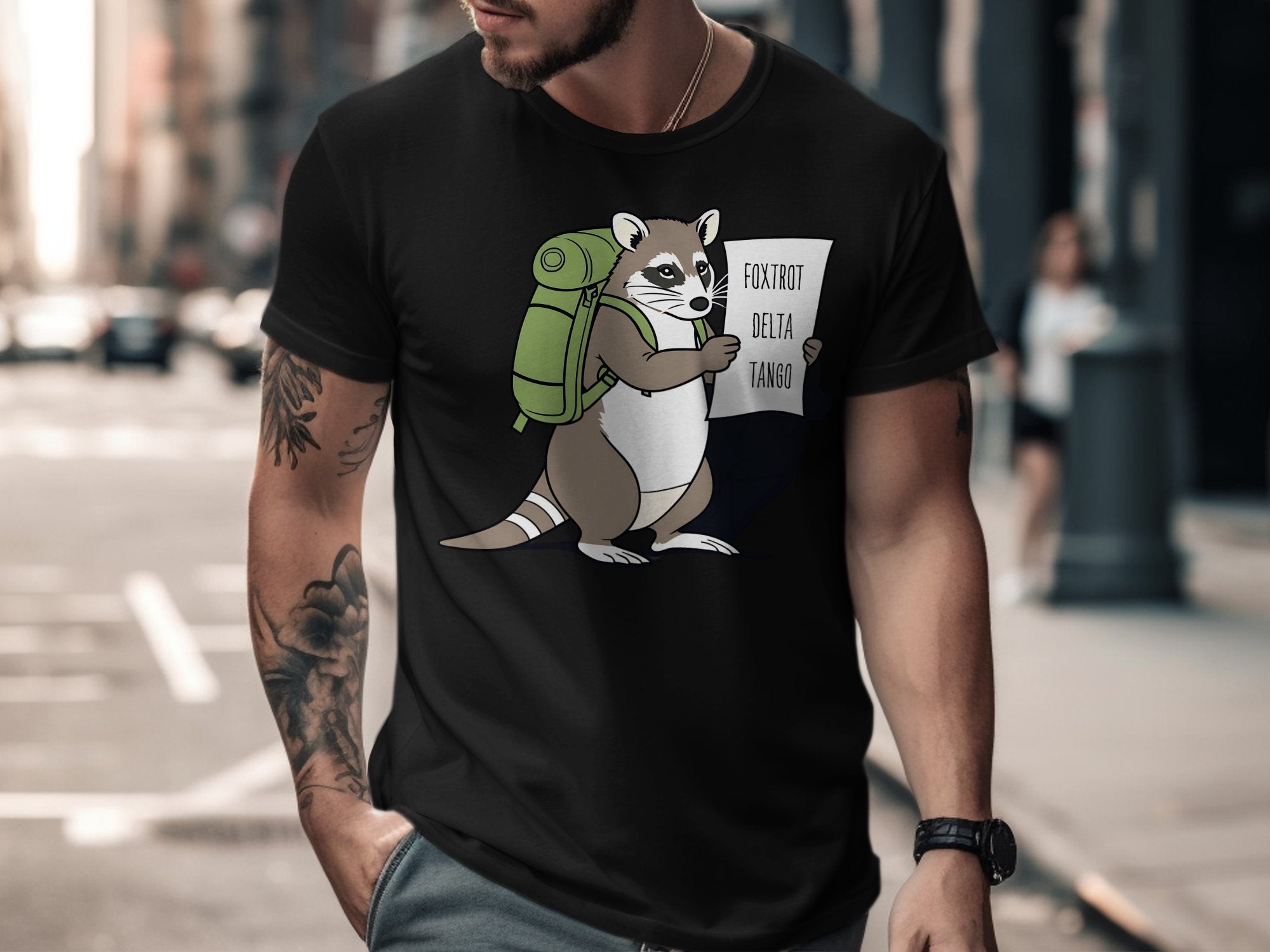 Hiking Raccoon Foxtrot Delta Tango Graphic Shirt product