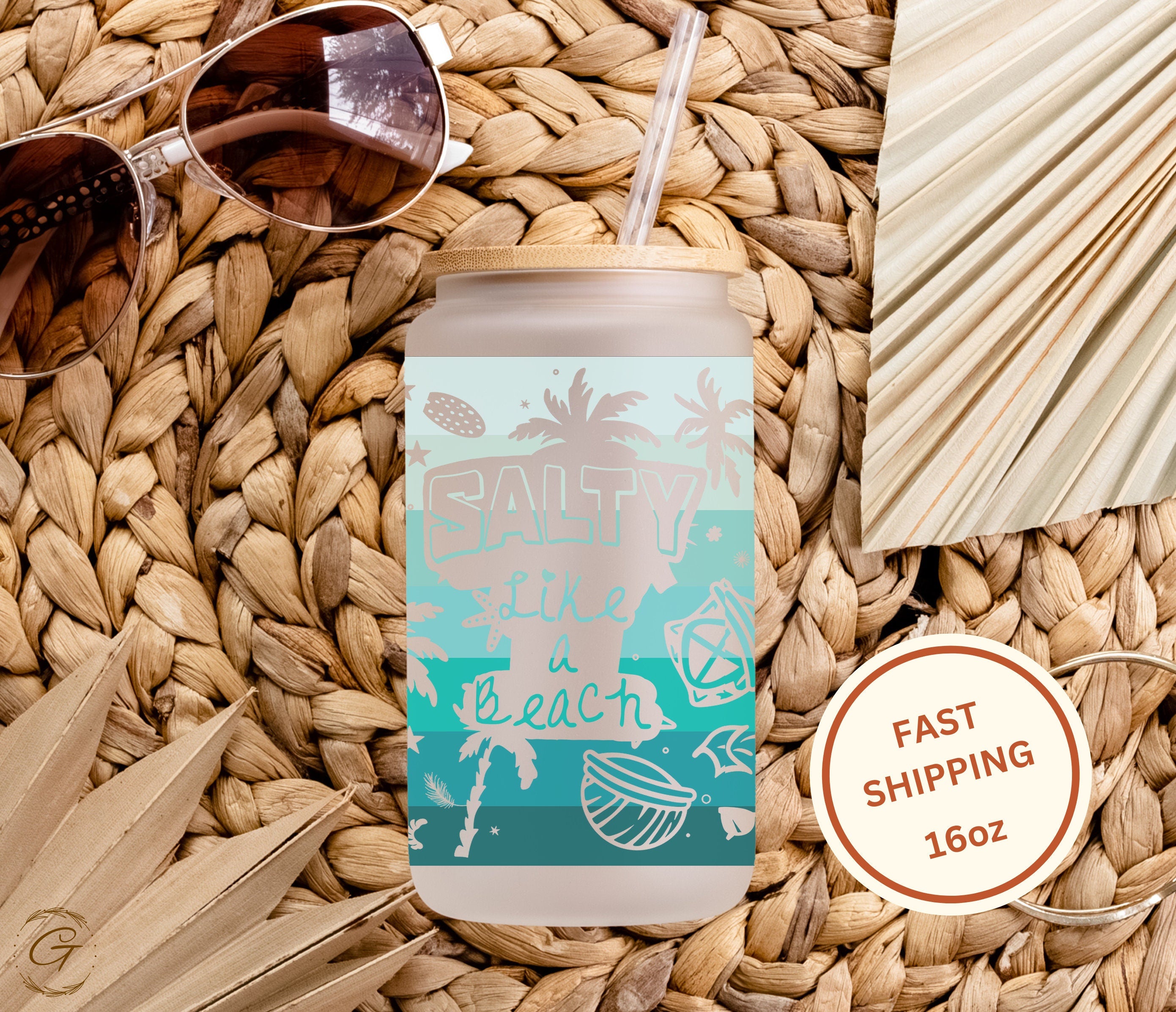Salty Like a Beach Frosted Glass Cup