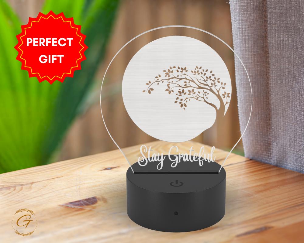 Stay Grateful Circle Acrylic LED Sign