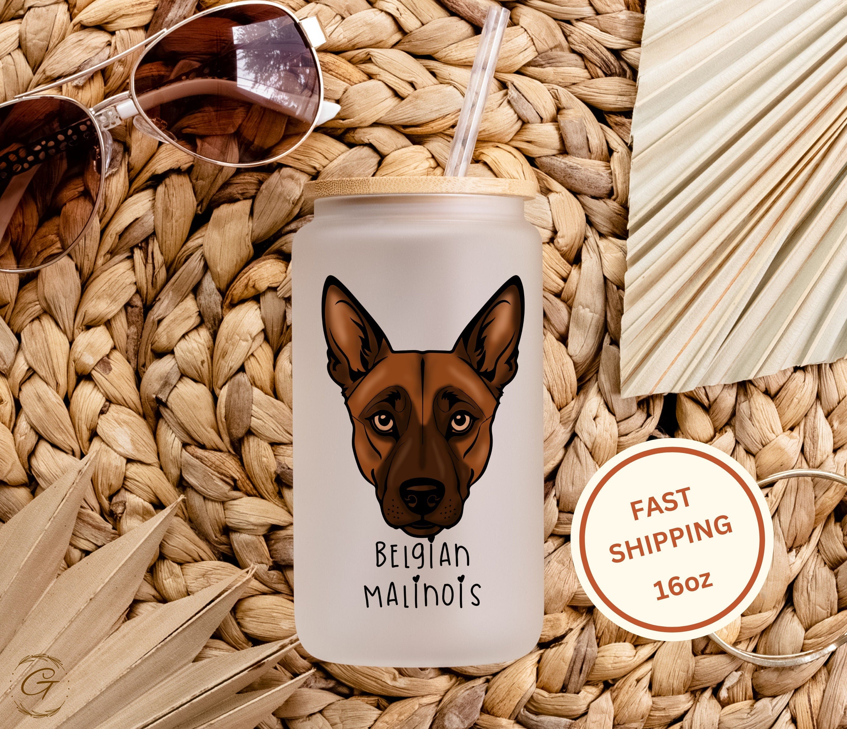 Belgian Malinois Dog Art Frosted Glass