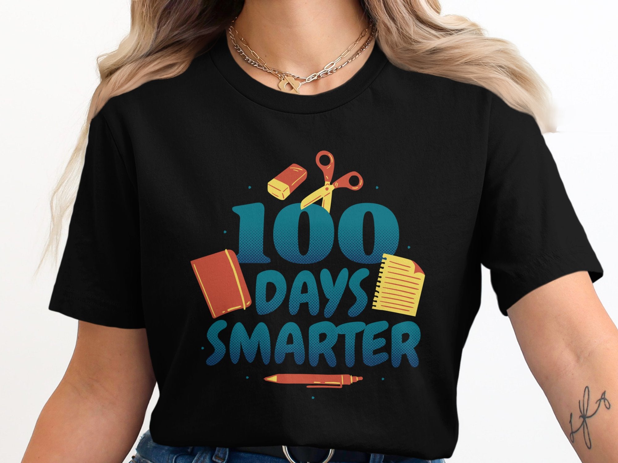 100 Days Smarter Scissors and Books T-shirt product