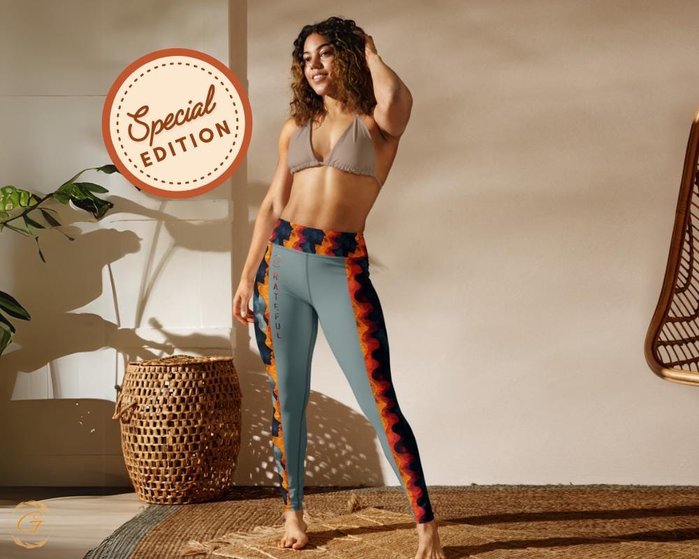 Fiery Wave AOP Yoga Leggings and Shorts - High-Waisted Activewear, Stylish, and Comfortable Activewear for Yogas, Workouts, Everyday Fashion