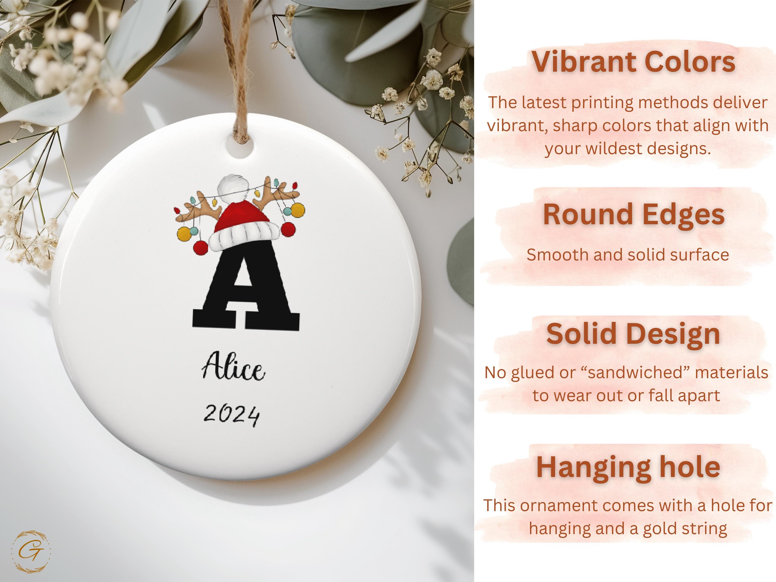 Personalized Letter Christmas Ornament, Initial Letter Holiday Decor, Festive Holiday Decorations, Custom Gift 2024, Handcrafted Hanging Art