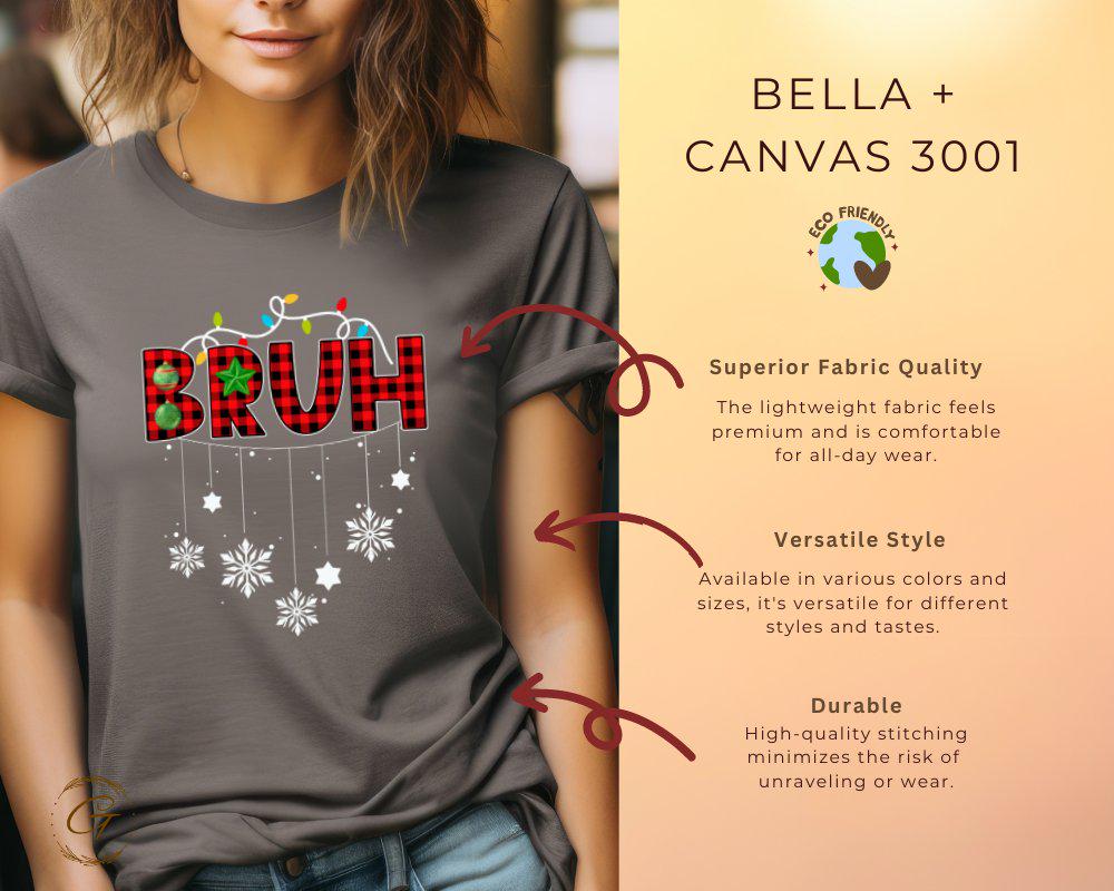 Christmas T-Shirt, Holiday BRUH Plaid Christmas Tee
