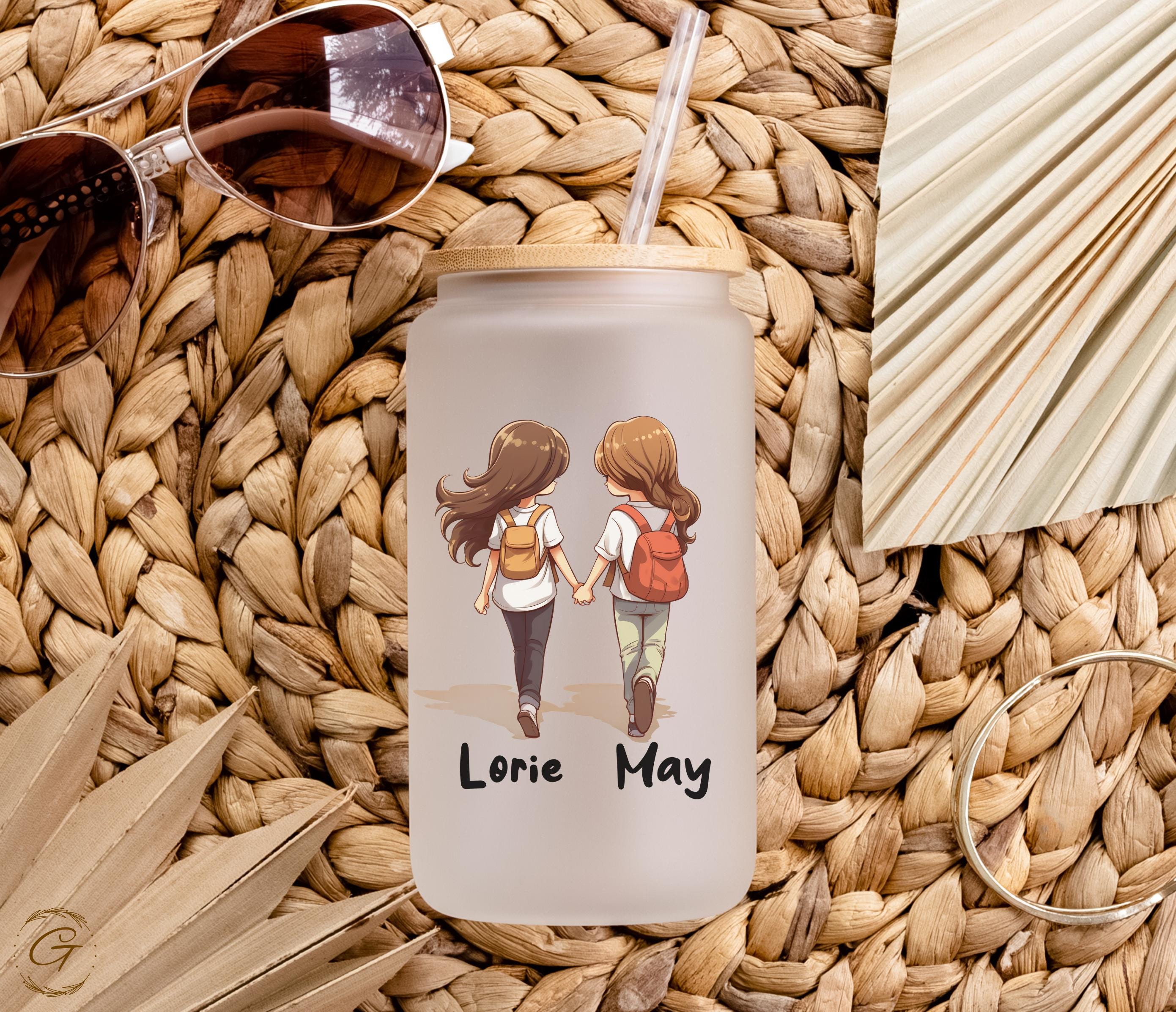 School Girls Design Frosted Glass Cup