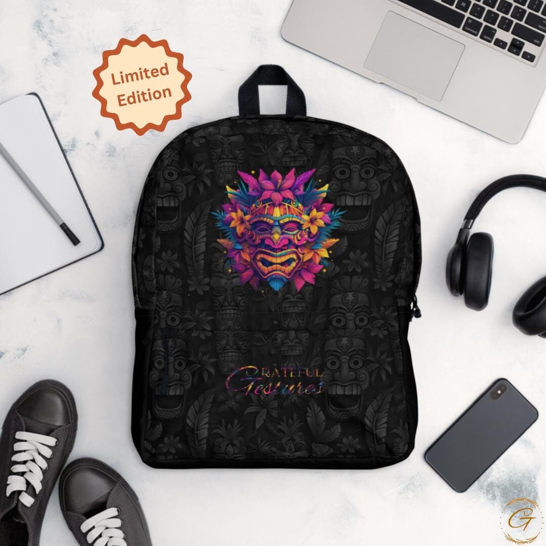 Unique Tiki Mask Backpack - Stylish and Durable Travel Bag
