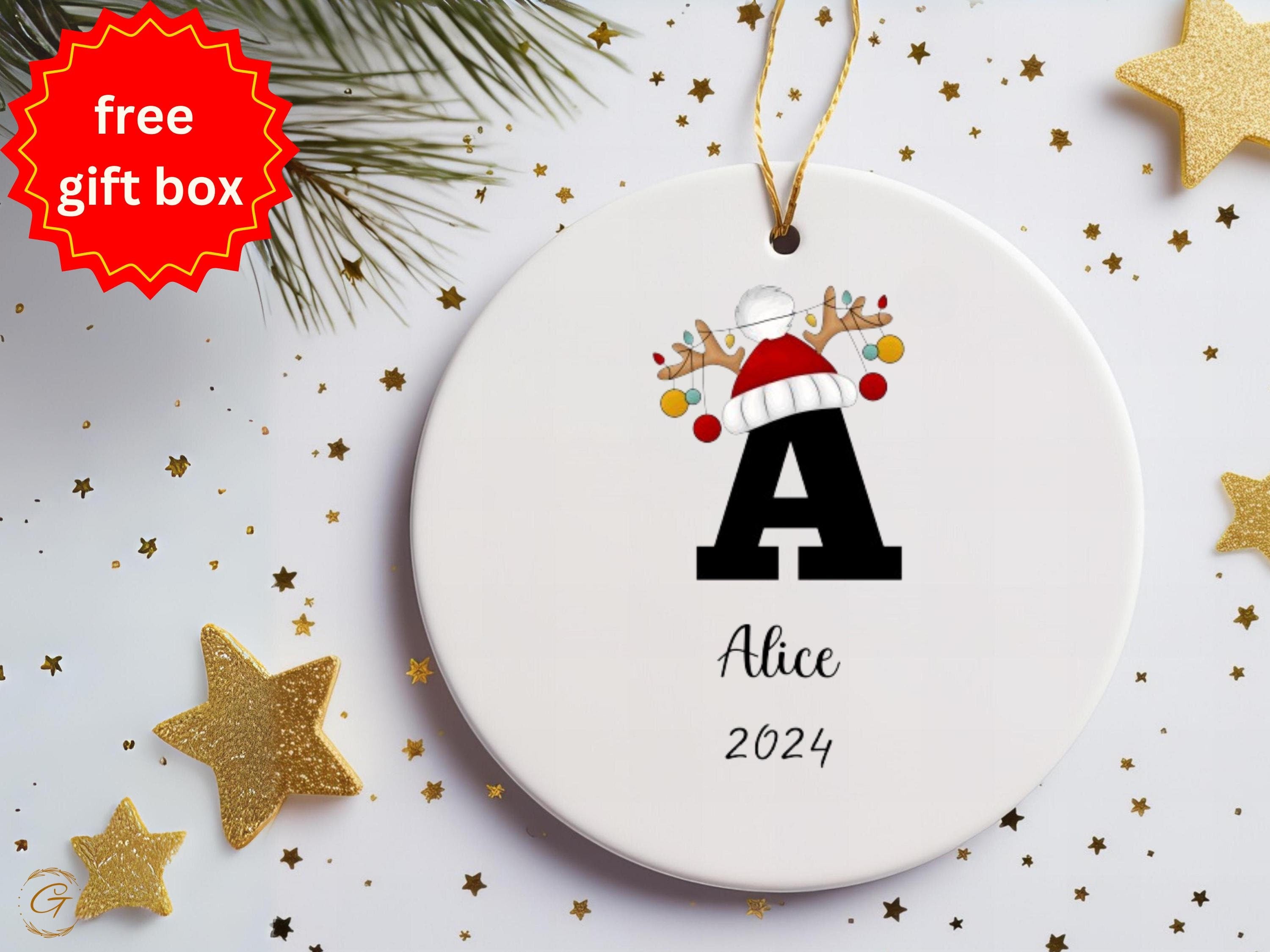 Personalized Letter Christmas Ornament, Initial Letter Holiday Decor, Festive Holiday Decorations, Custom Gift 2024, Handcrafted Hanging Art