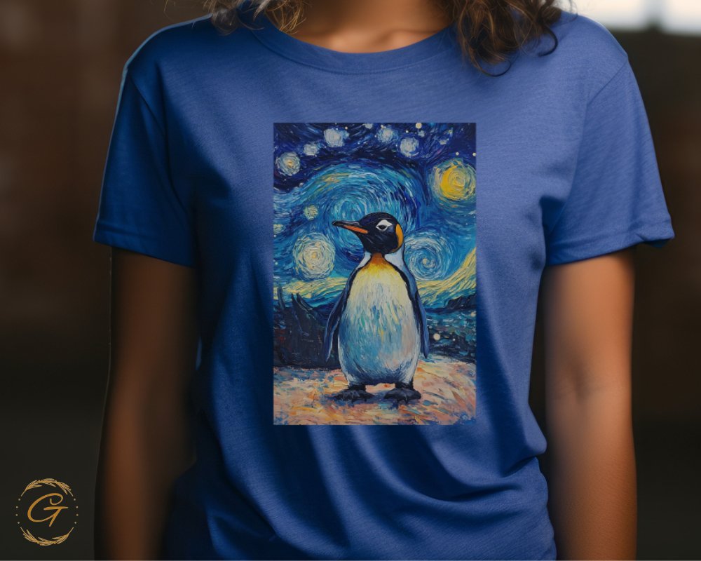 Penguin and Starry Night Artwork T-Shirt product type