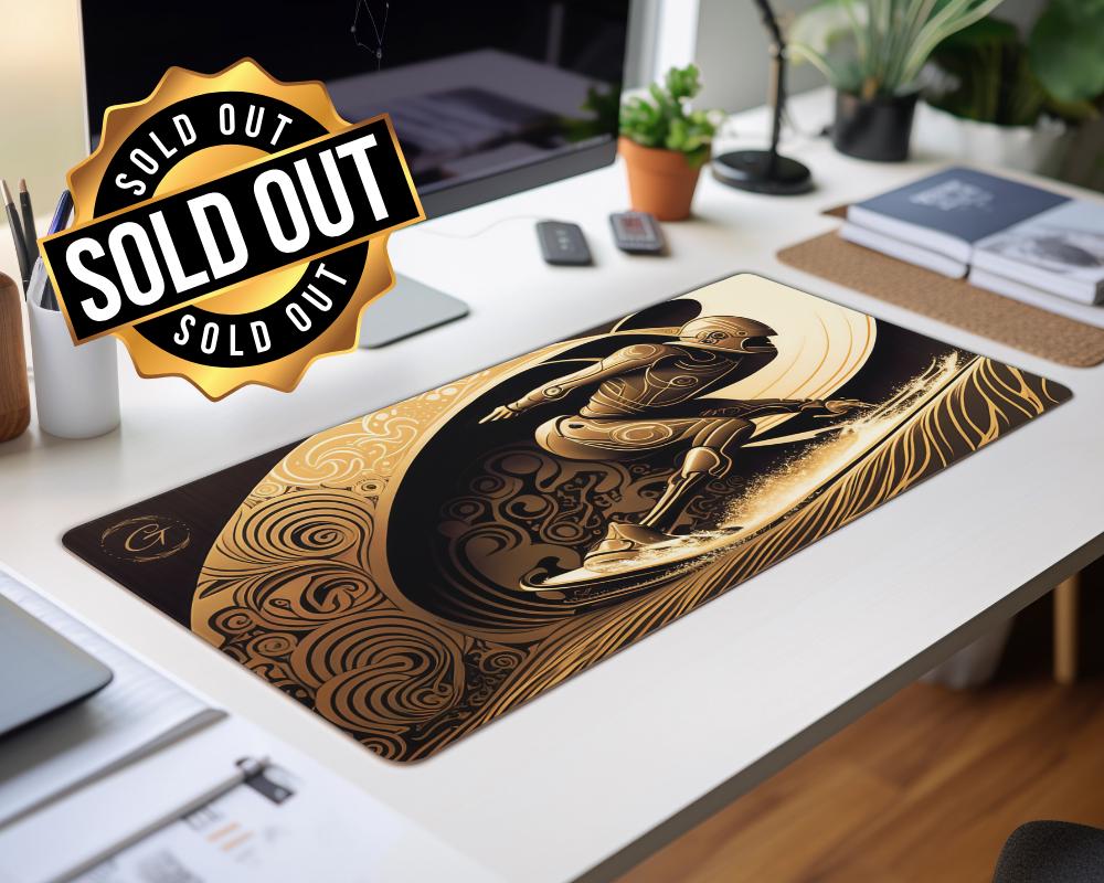 Space Surfer Design Gaming Mouse Pad, Large Desk Mat Artistic Design Office Desk Accessory Waterproof and Non-Slip Unique Computer Mouse Pad