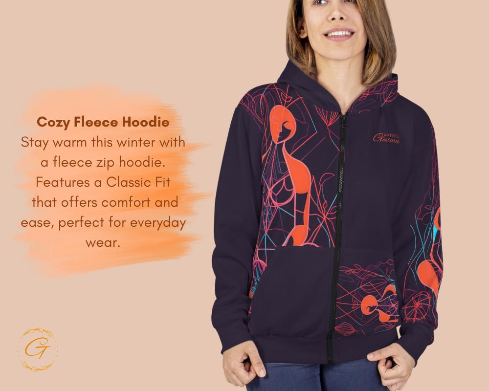Retro Checkered Zip Hoodie All-Over Print