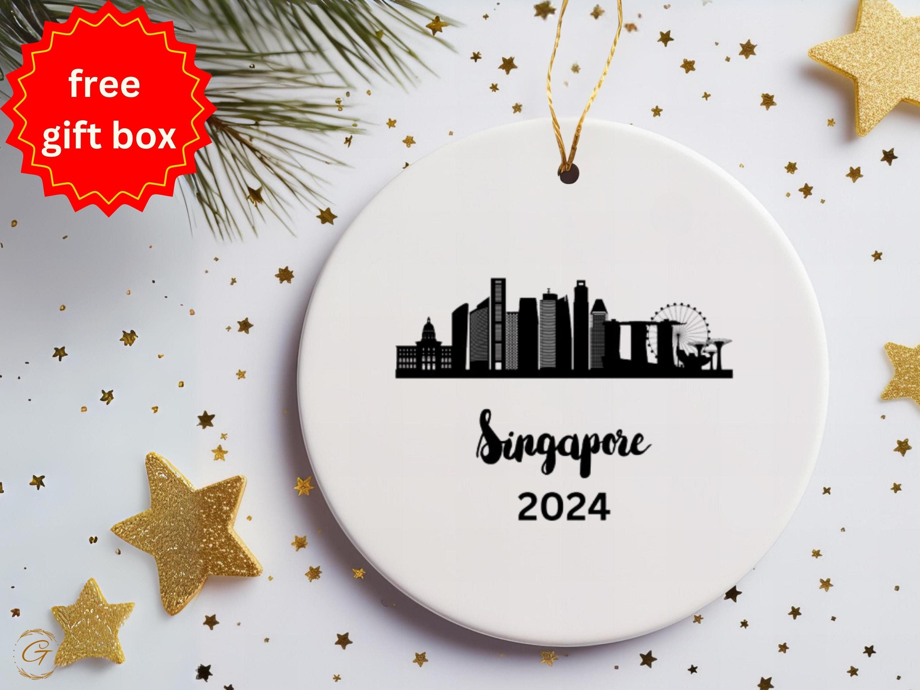Singapore Skyline Ornament 2024, Cityscape Souvenirs, Travel Keepsakes, Unique Singapore Gift, Holiday Decorations, Ideal Gift for Travelers