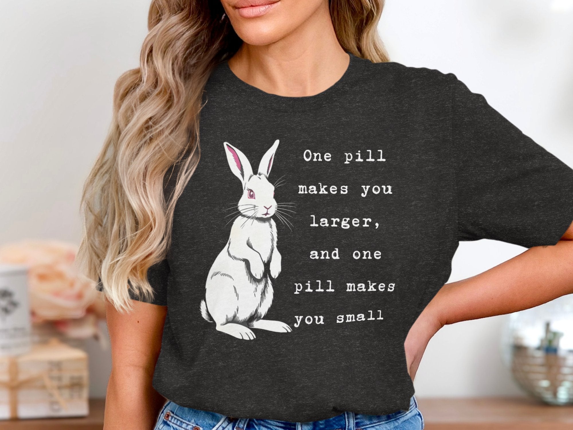 One Pill Alice Rabbit Design Black Graphic Tee product