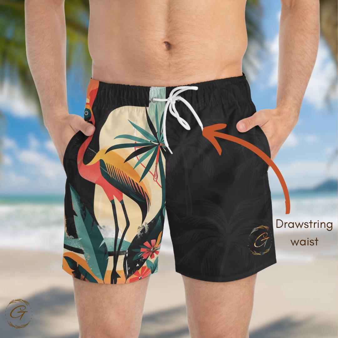 Tropical Flamingo All Over Print Design Men's Swim Shorts