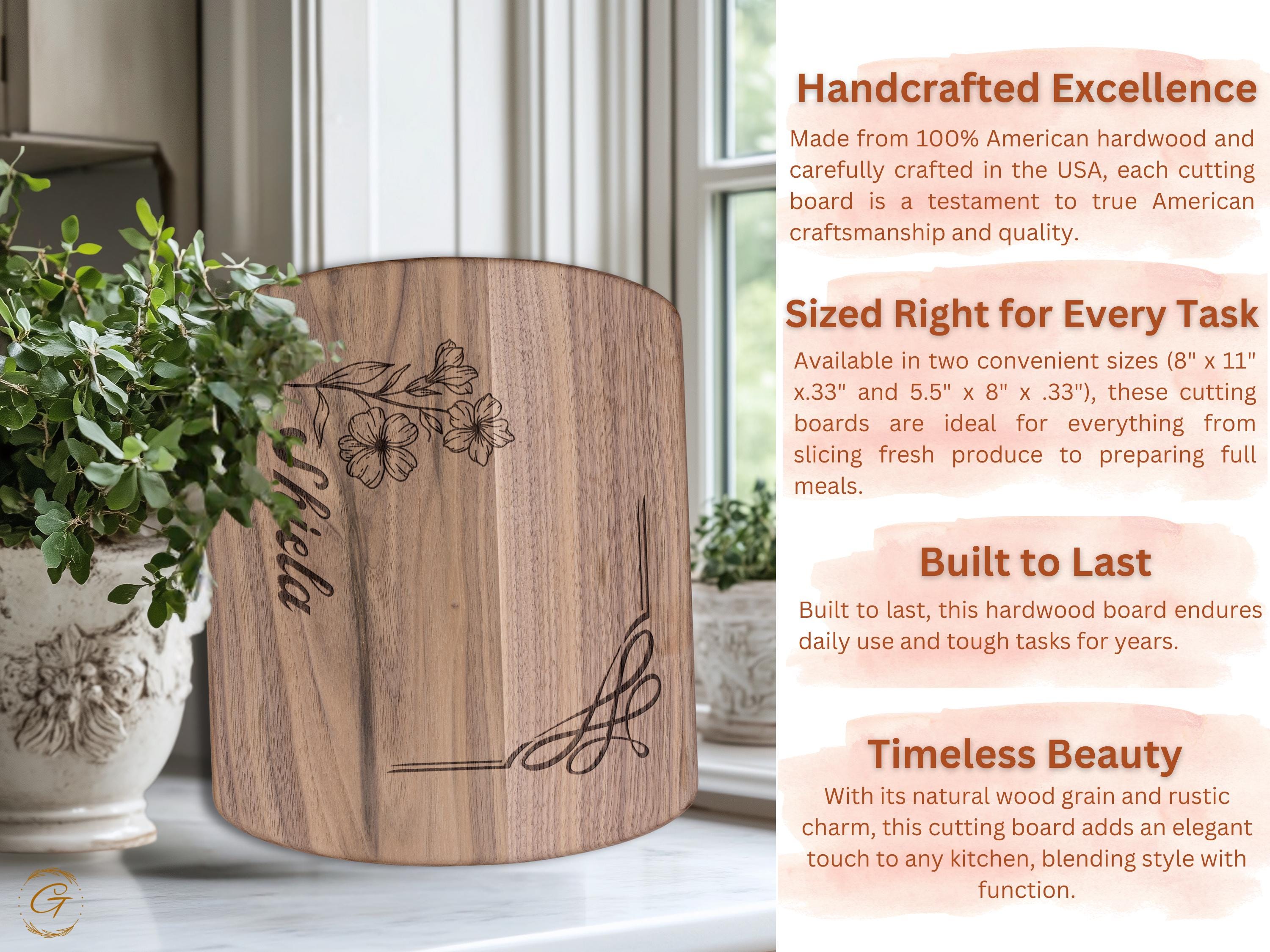 Personalized Cutting Board with Name & Primrose Flower - February Birth Month Gift