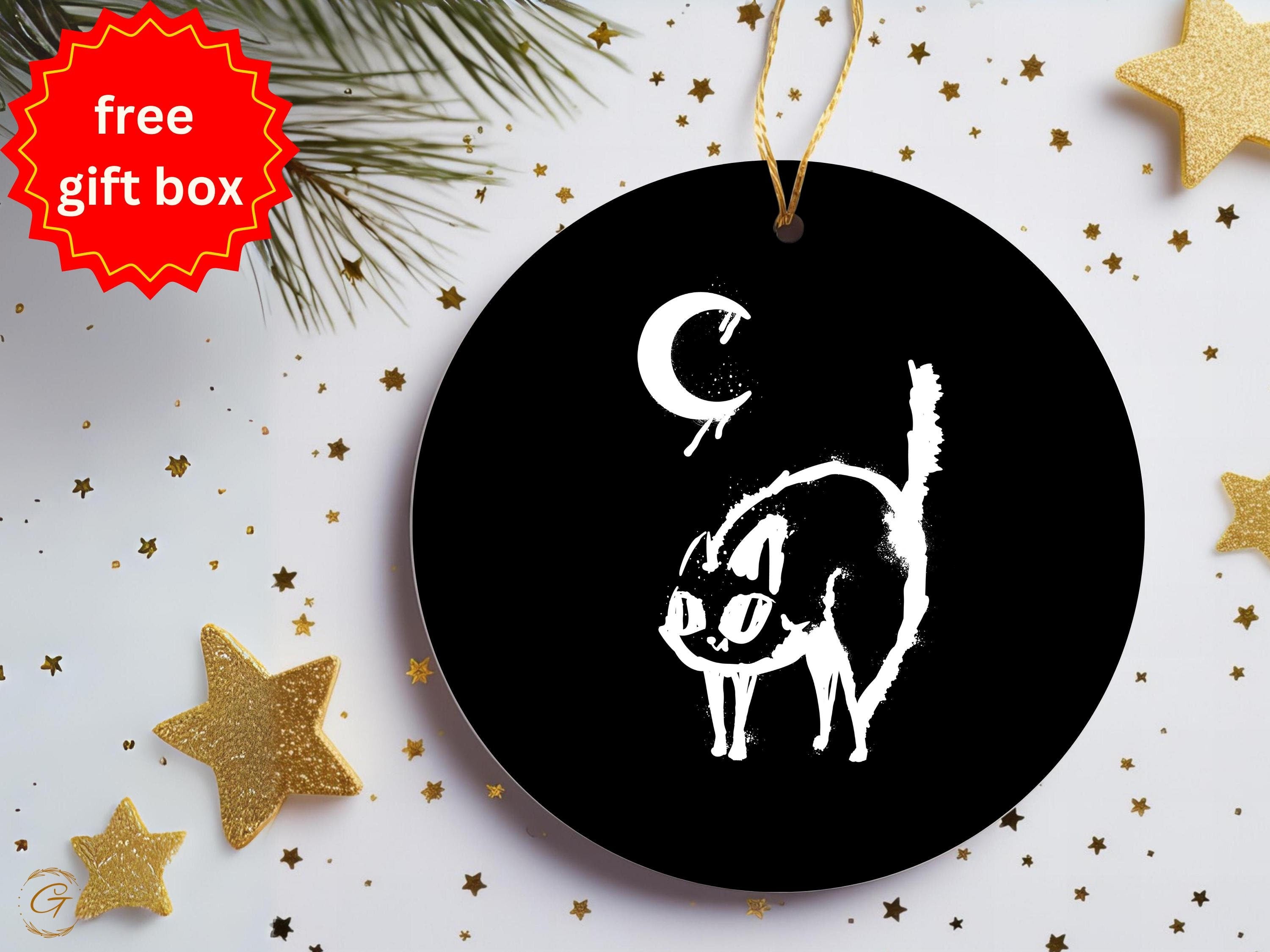 Black Cat Moon Spooky Ornament, Halloween Cat Home Decor, Witchy Cat Art, Gothic Moon Decoration, Spooky Home Accessories, Ideal Spooky Gift