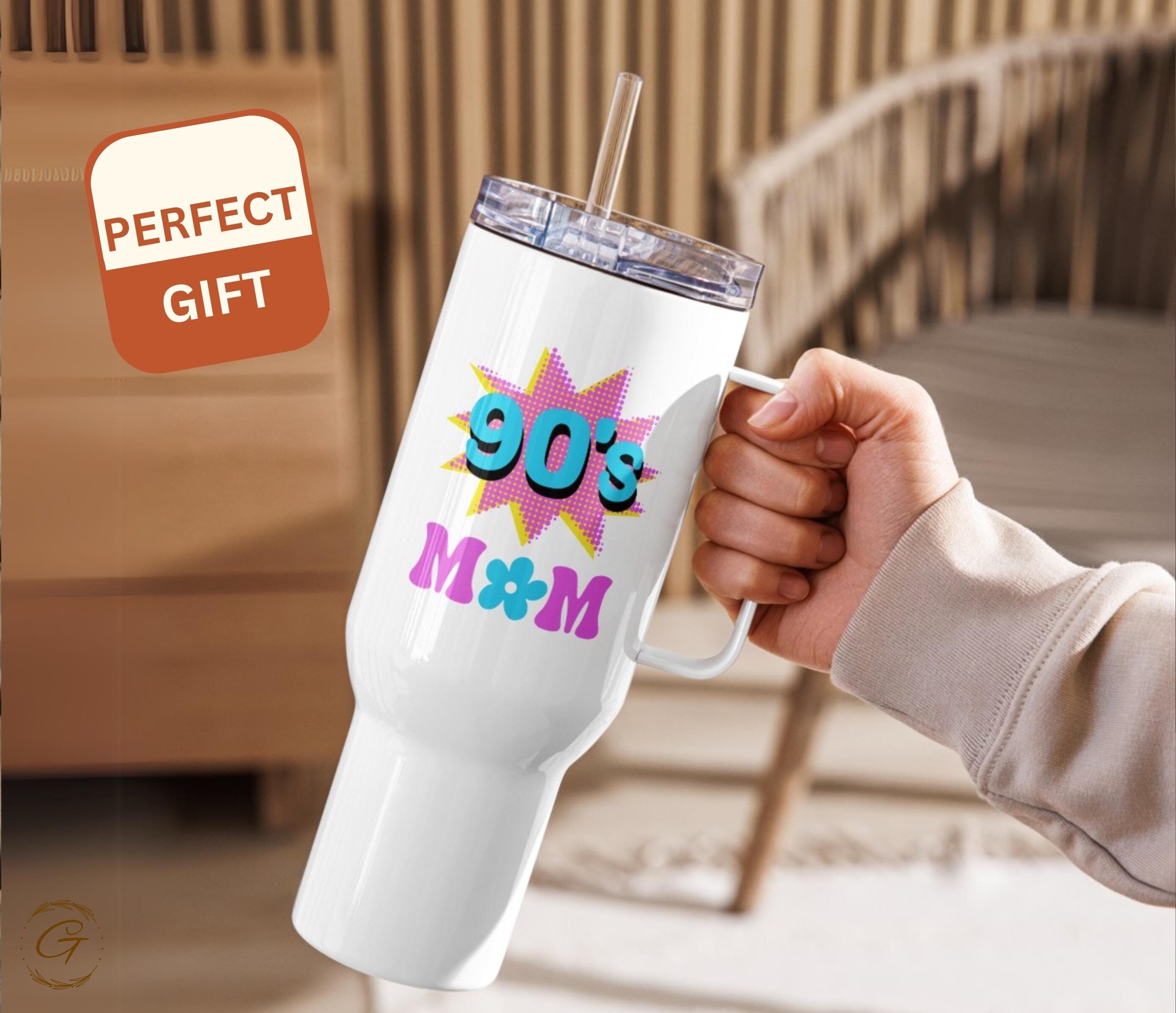 90’s Mom Travel Mug with Handle