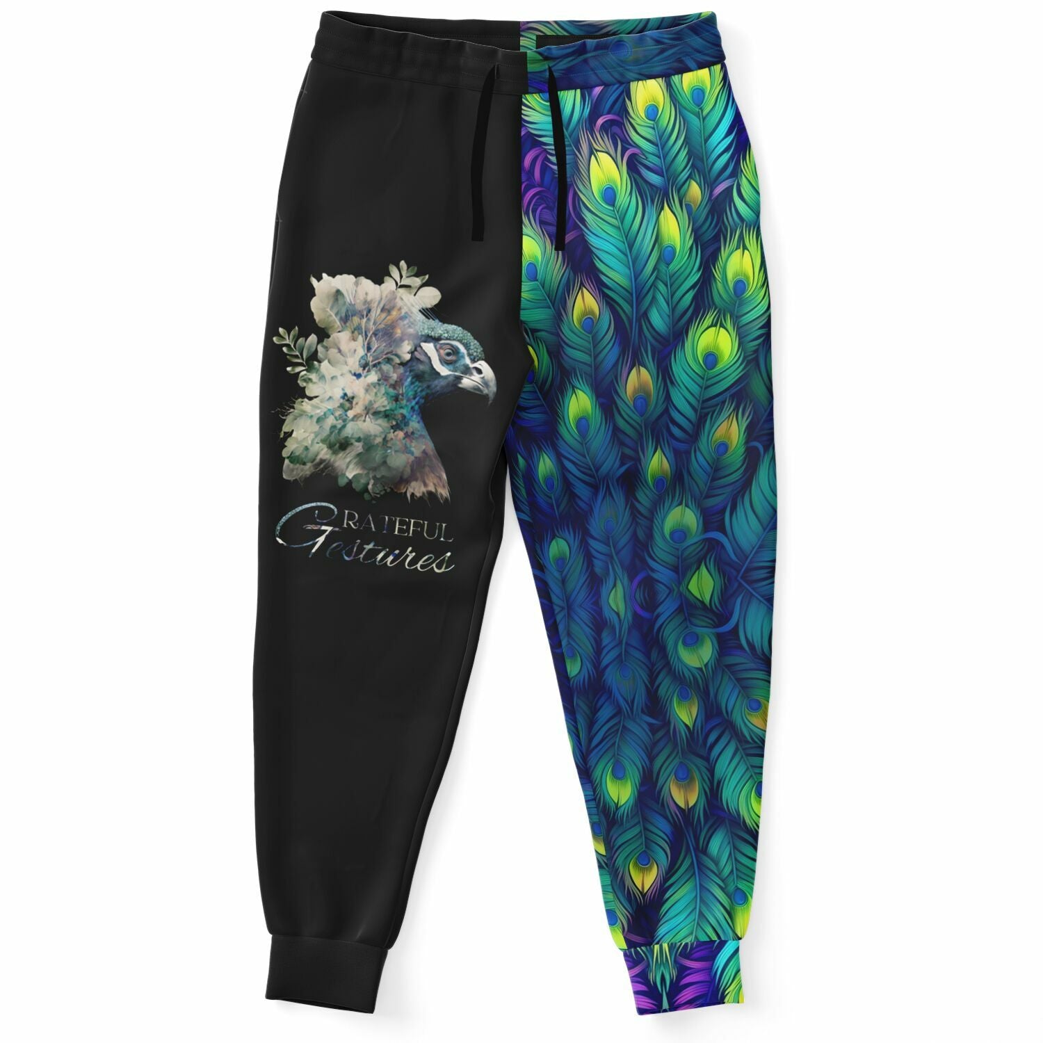 Peacock Feather Joggers – Vibrant Artistic Sweatpants