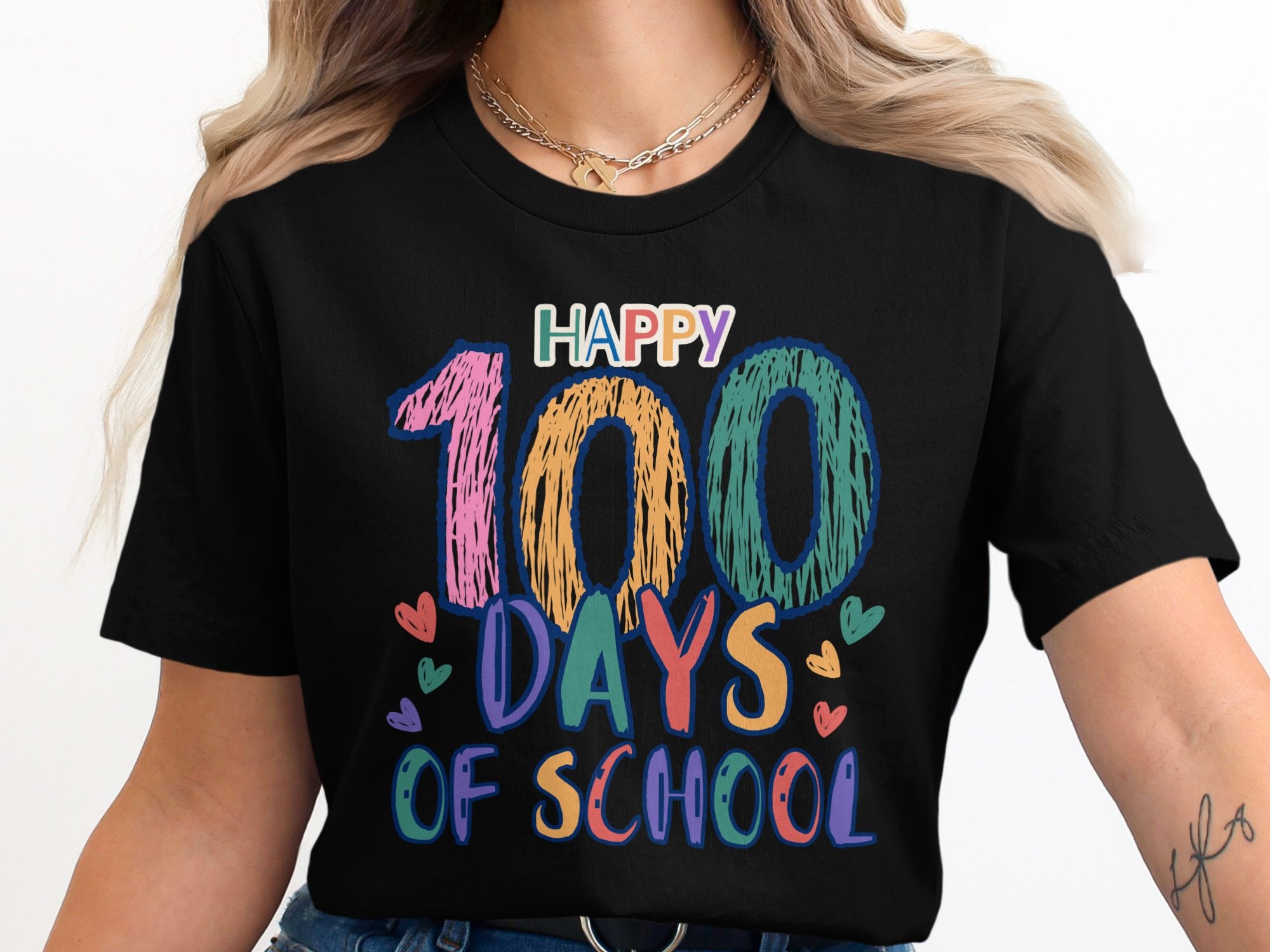 Happy 100 Days of School Colorful Design Shirt Product