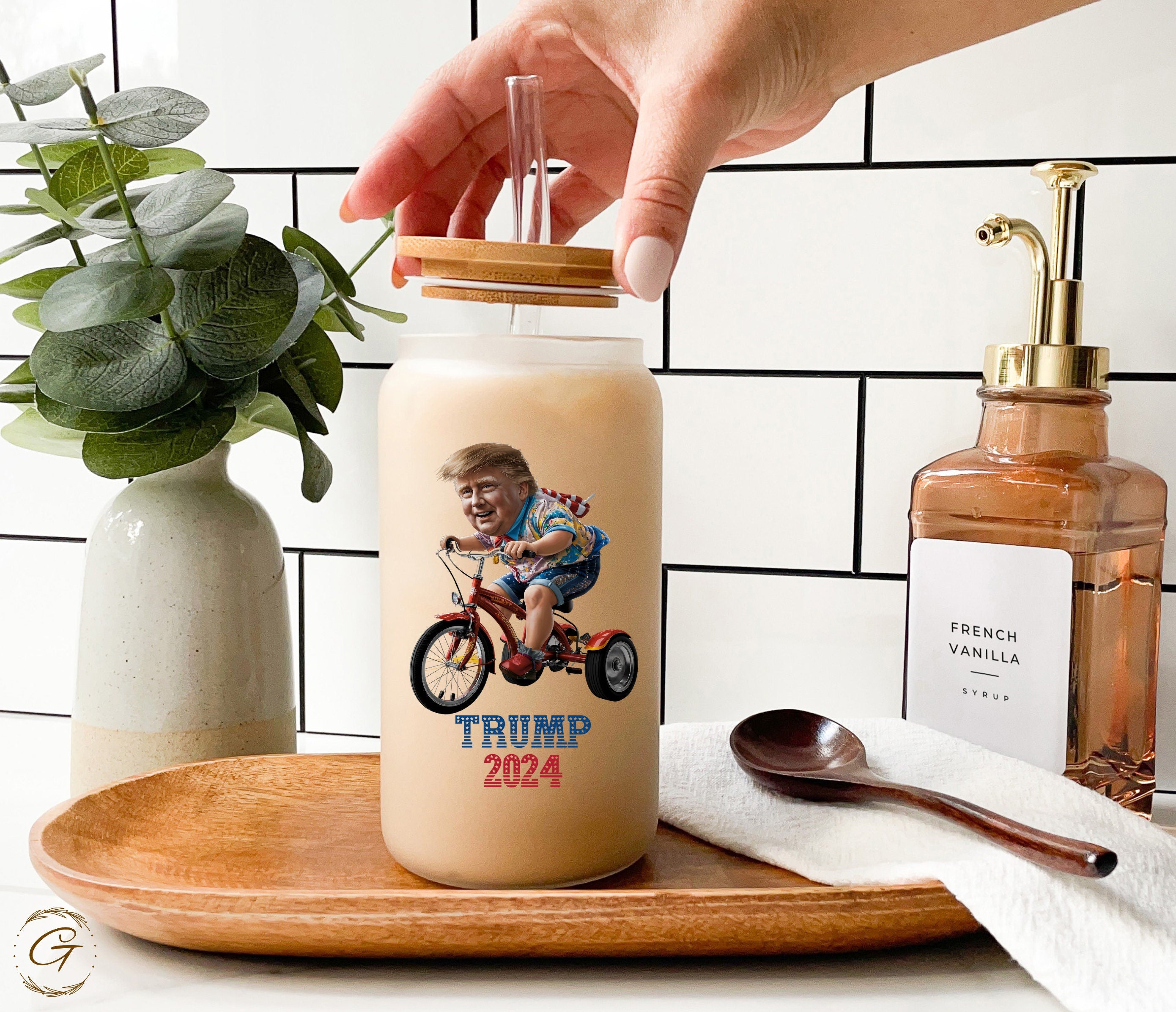 Trump 2024 Design Frosted Glass Cup