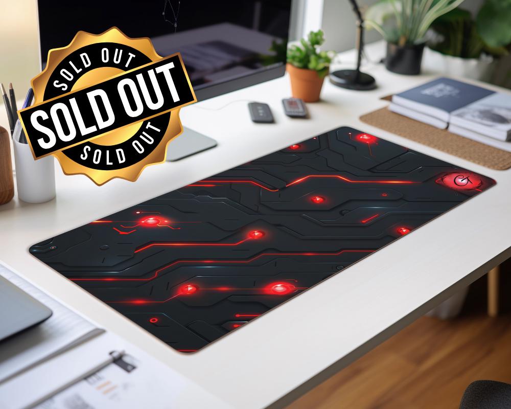 Circuit Red Color Design Gaming Mouse Pad for Gamers Non-Slip Base Large Mouse Pad for Desk Setup High-Performance Desk Mat Cool Tech Design