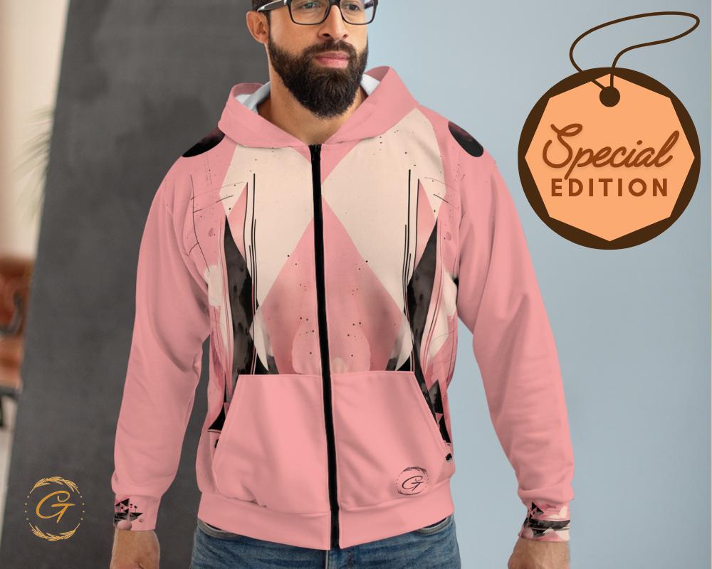Quantum Polygons Unisex Zip Hoodie All-Over Print Futuristic Geometric Sweatshirt