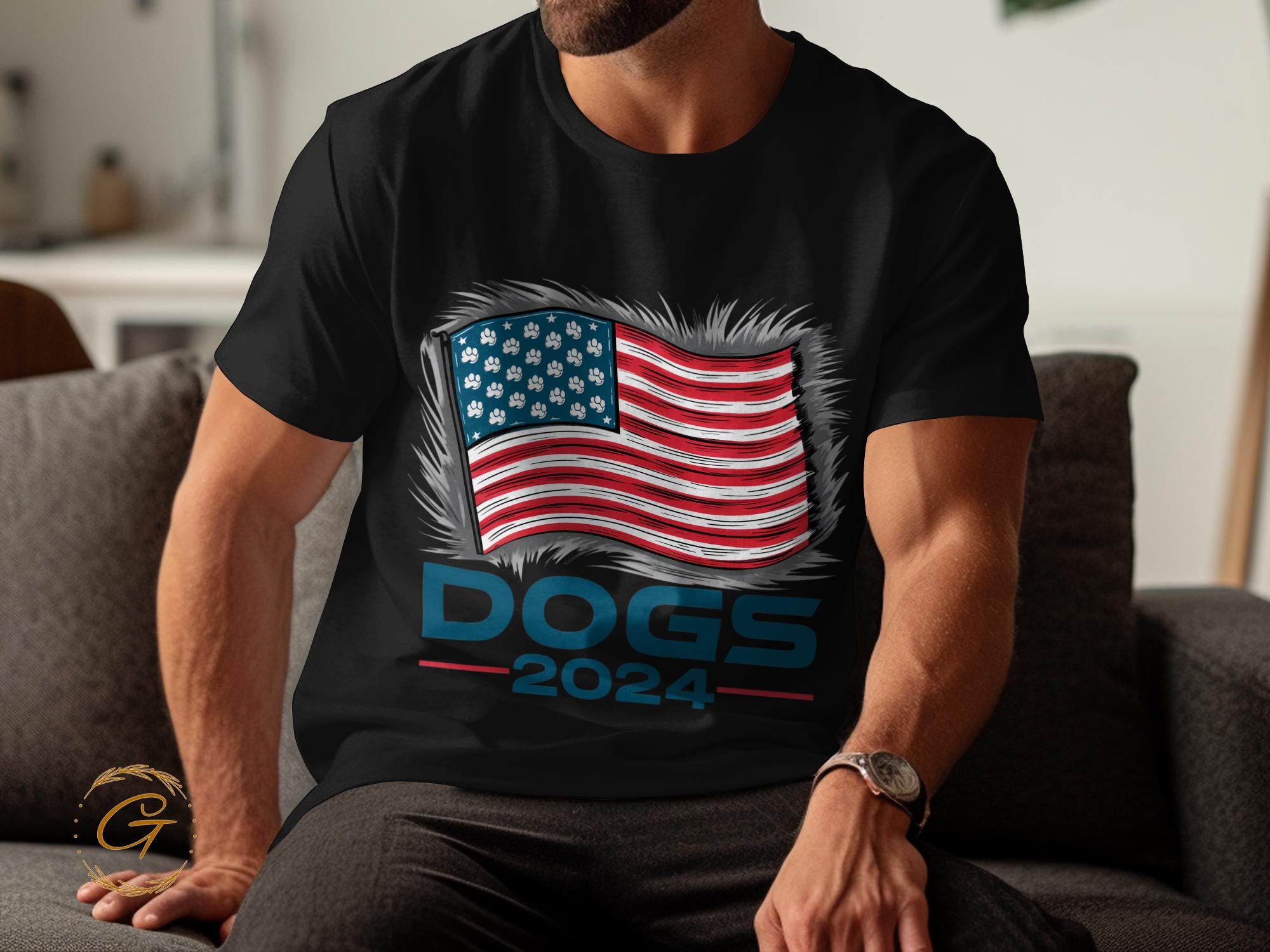 USA Flag Dogs T-Shirt - Patriotic Dog Lover 4th of July Tee