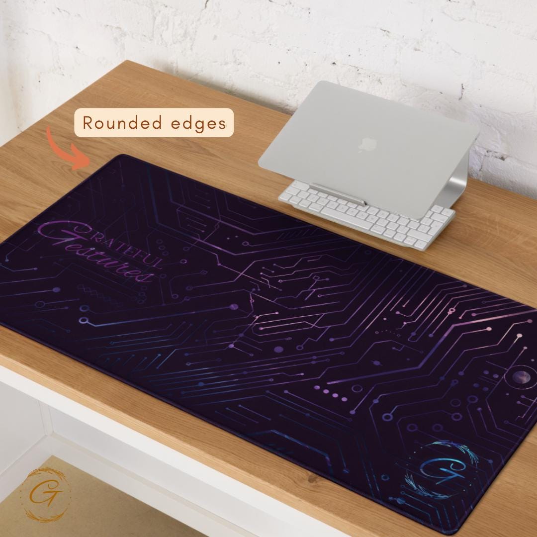Purple Color Modern Circuit Design Gaming Mouse Pad