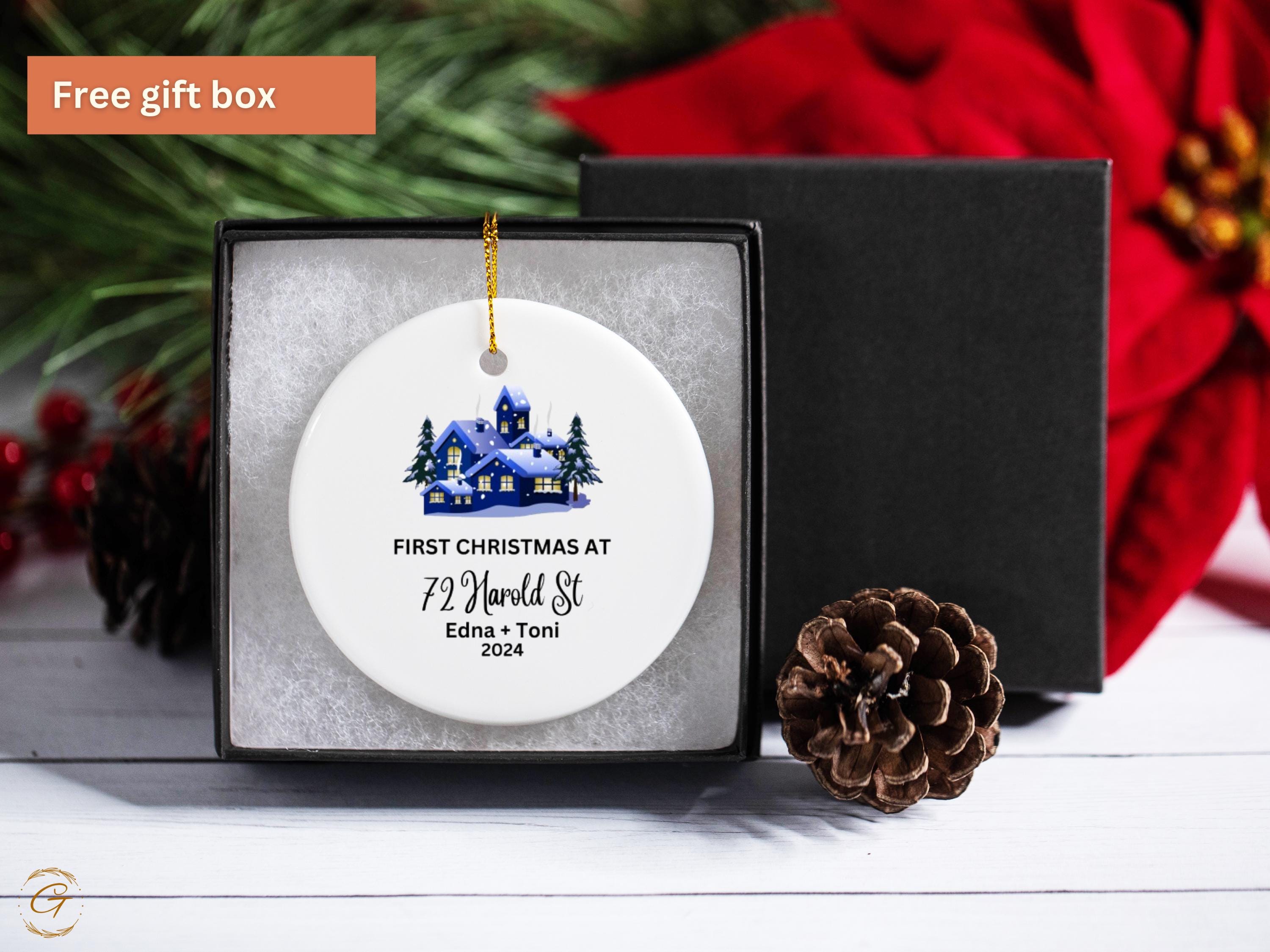 Custom Christmas Family Ornaments, Personalized Holiday New Home Gifts
