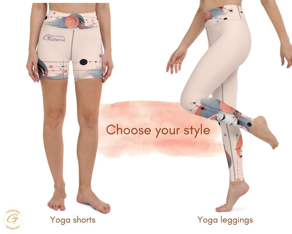 Quantum Pastel AOP Design Yoga Shorts and Leggings Comfy High Quality Activewear Perfect for Workouts Yoga and Everyday Wear Stretchy Fabric