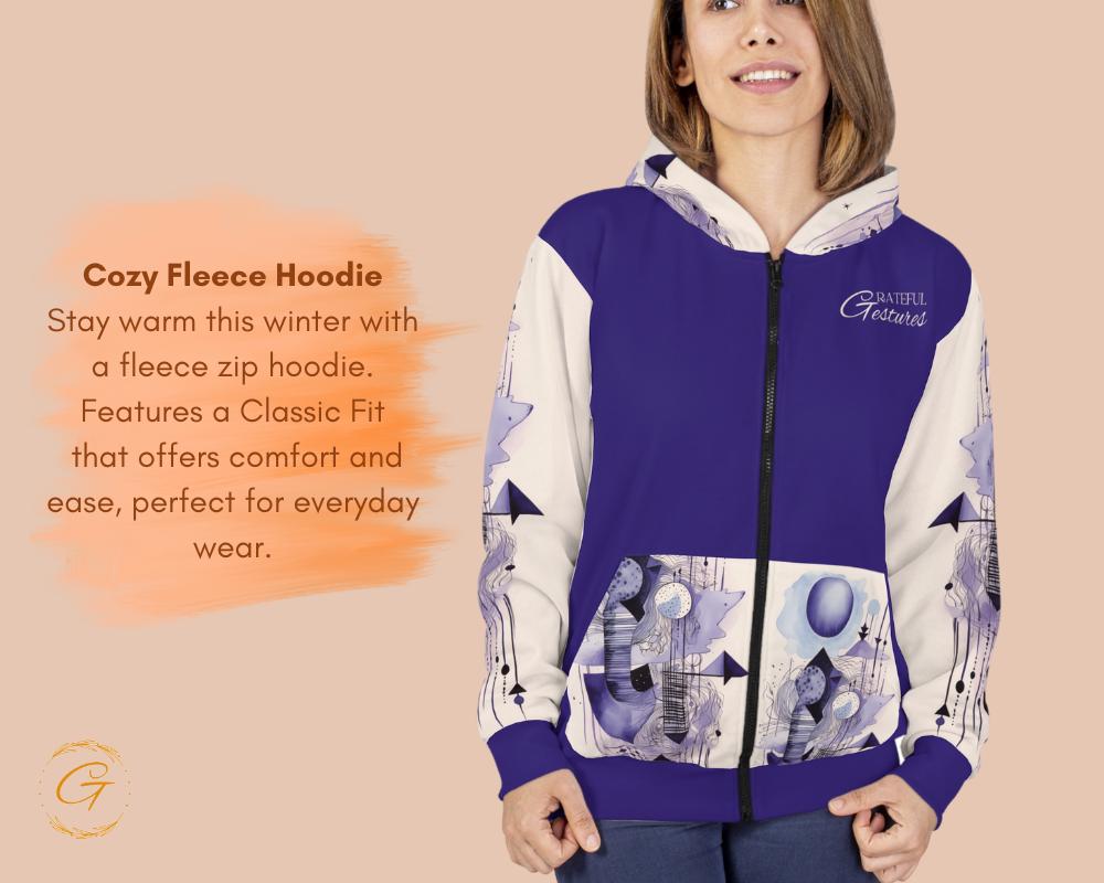 Quantum Pastel Purple Color Design Unisex Zip Hoodie All-Over Print