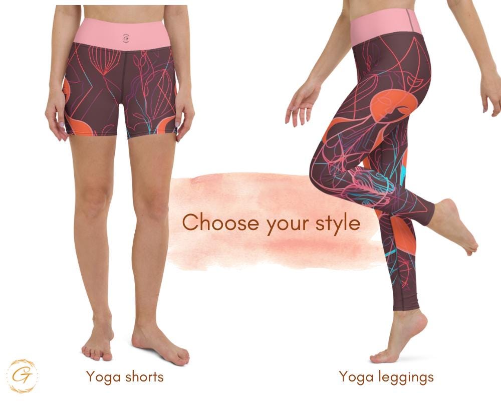 Dryad AOP Design Yoga Shorts and Leggings, Comfortable High-Quality Activewear, Perfect for Workouts Yoga and Everyday Wear, Stretchy Fabric