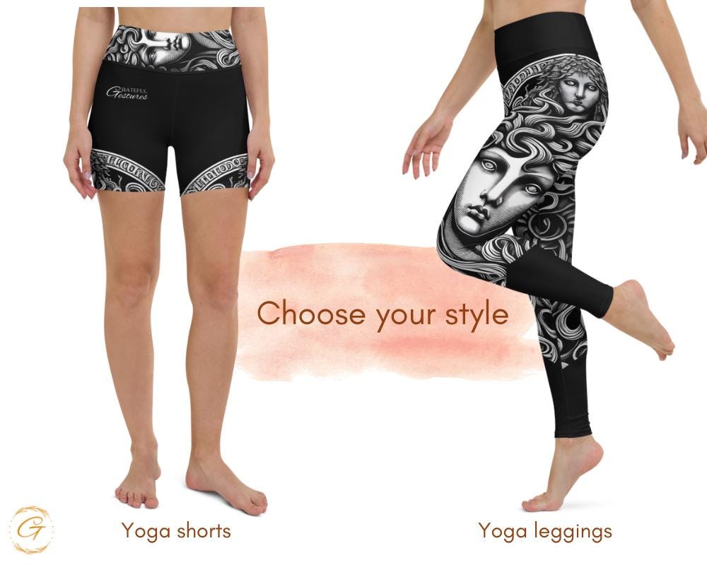 Medusa All OVer Print Design Yoga Shorts and Leggings Stylish Activewear for Women Workout and Yoga Comfortable High-Waisted Fitness Bottoms