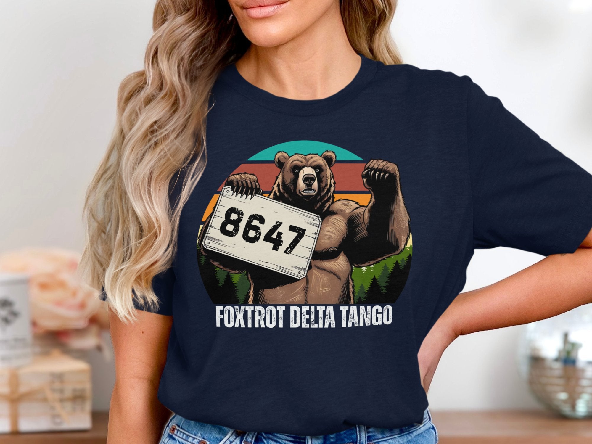 Foxtrot Delta Tango Bear License Plate T-shirt