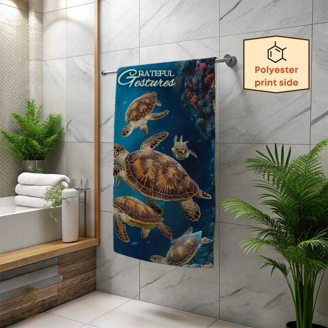 Colorful Under Water Turtles Beach Towel
