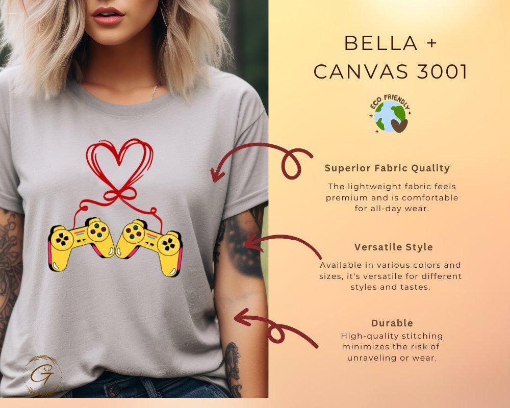 Gamer T-shirt, Video Game Controllers Heart Design Tee