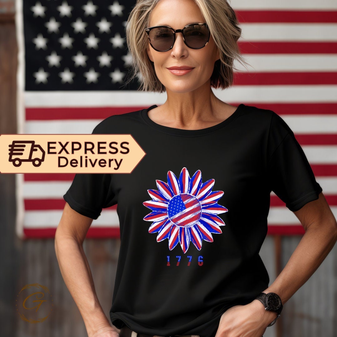 Juneteenth T-Shirt 1776 Flower American Flag Tee