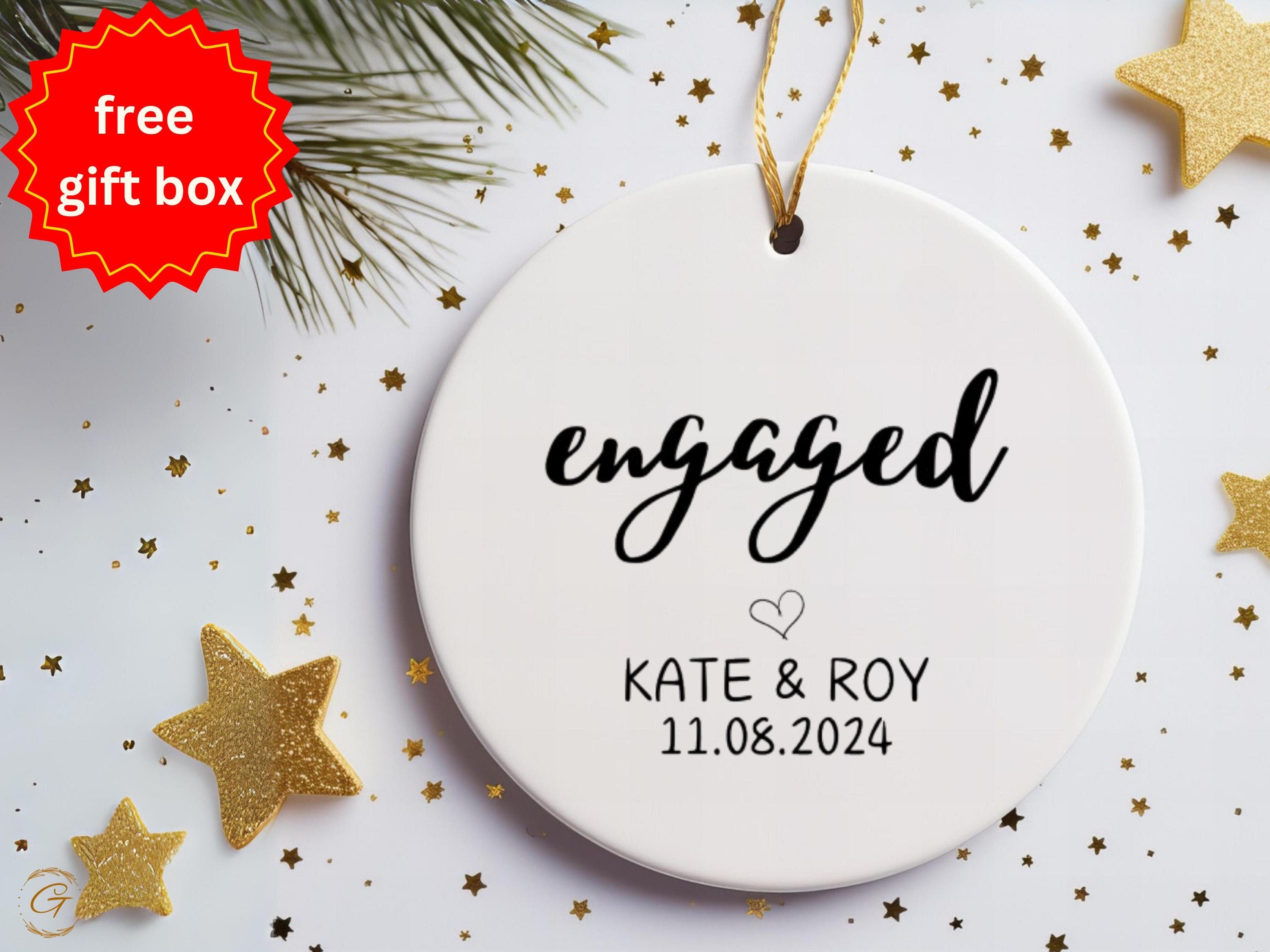 Personalized Engaged Couple Christmas Ornament, Custom Gift for Couples Engagement, Keepsake Custom Holiday Decoration, Bride Groom Newlywed