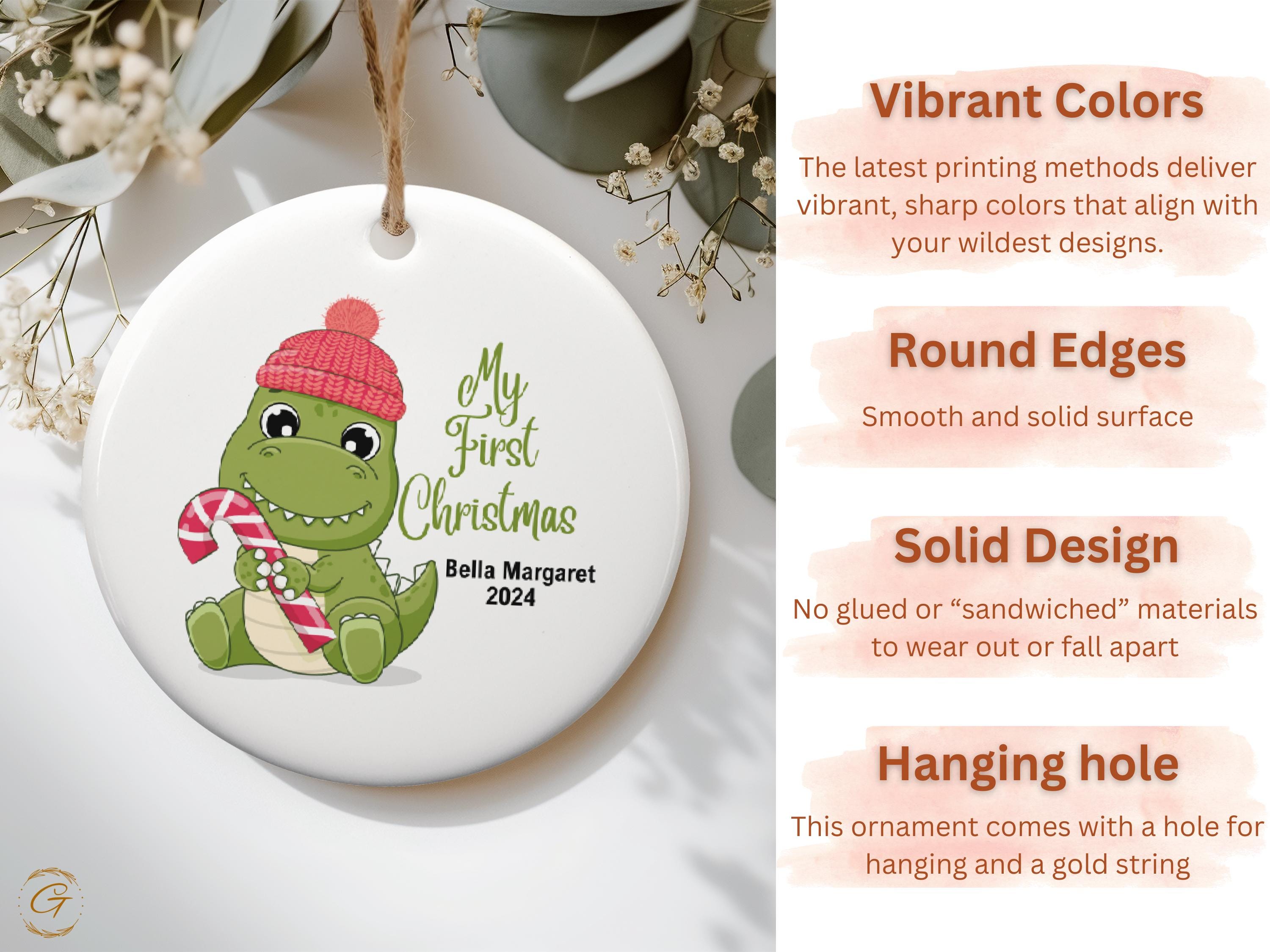 My First Christmas Ornament, Dinosaur Baby's First Christmas Gift, Cute Holiday Decoration Personalized Keepsake , Unique Gift for Stockings