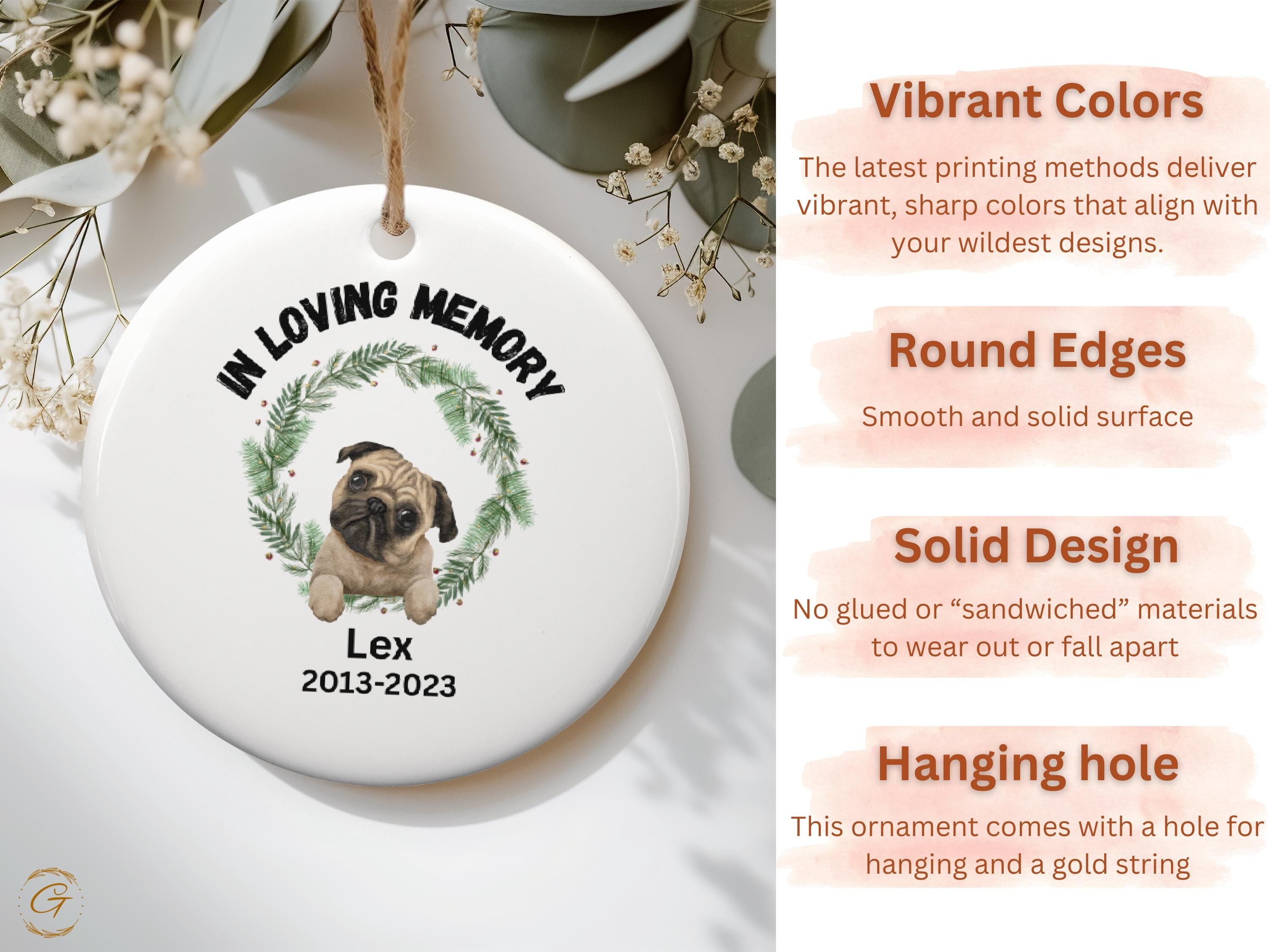 Personalized Dog Memorial Ornament for Pet Lovers, Custom Dog Remembrance Gifts, Personalized Pet Loss Keepsake for Home Decorations Tribute