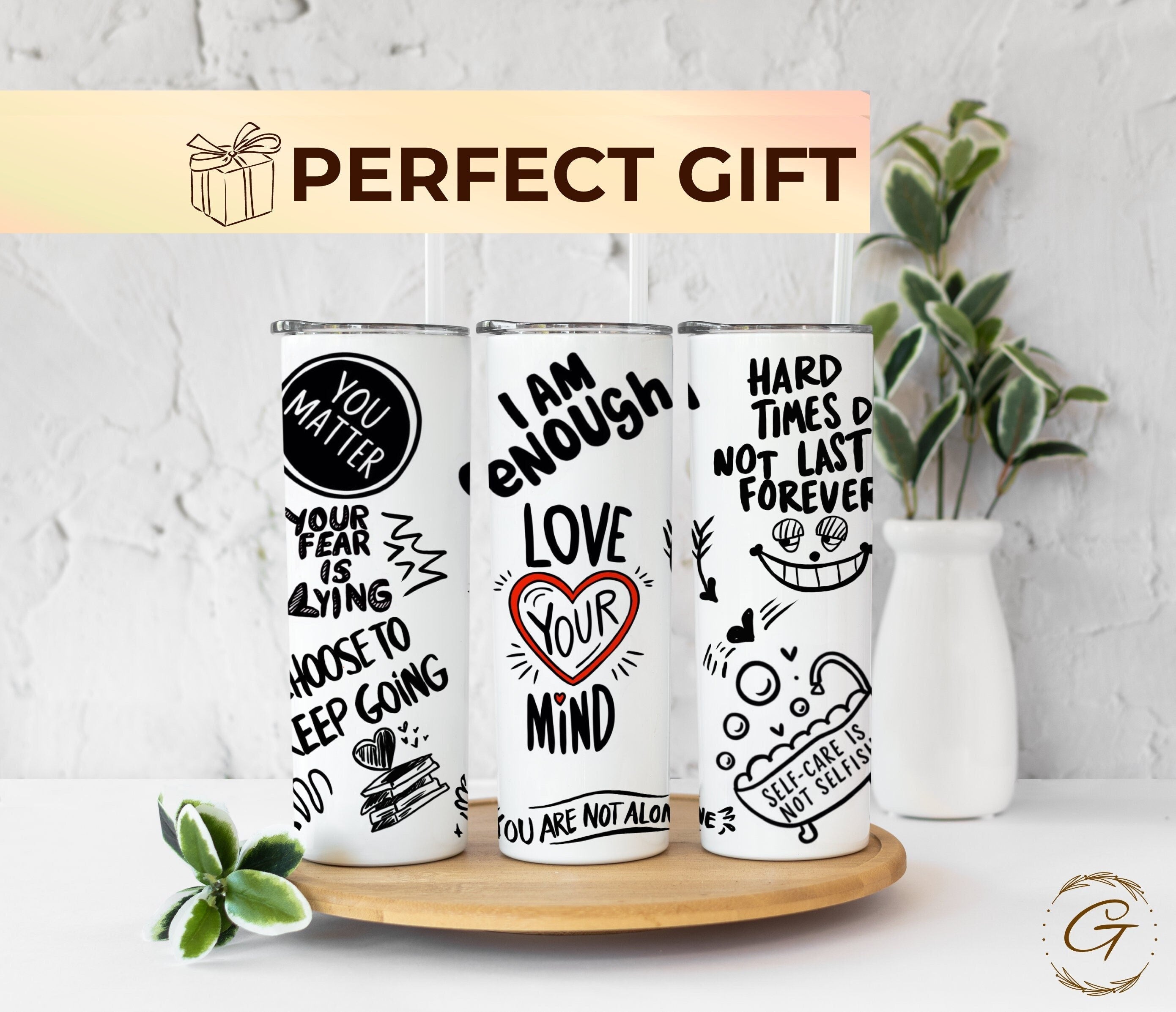 Love Your Mind 20oz Tumbler:Empowering Mental Health Anxiety Awareness Cup