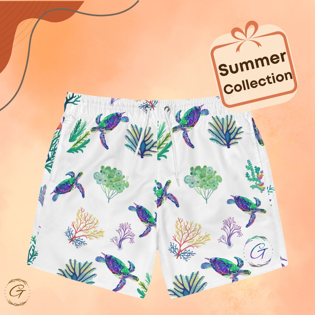 Turtle and Coral Swim Trunks