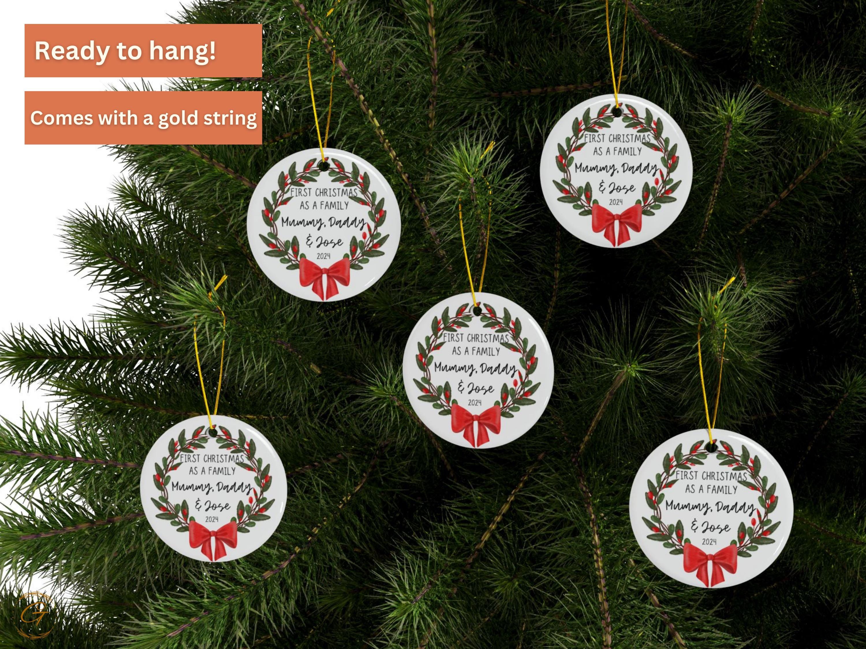 Custom First Christmas Family Ornament Wreath 2024