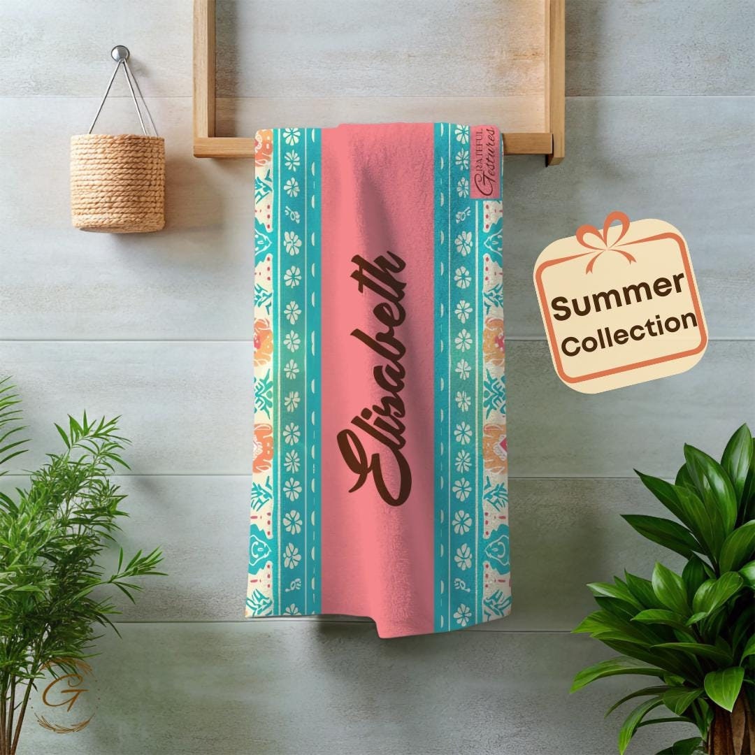 Bohemian Mint Personalized Beach Towel