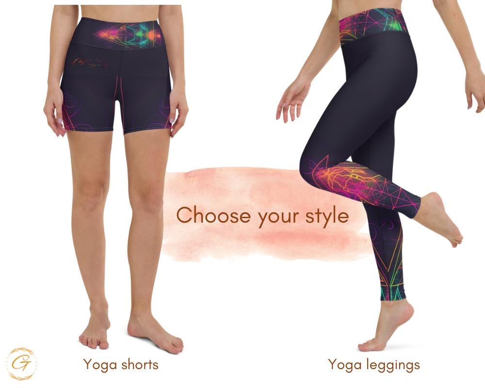 Vibrant Geometric AOP Yoga Leggings and Shorts - High-Waist, Flexible, AOP Activewear for Women, Ideal Gift for Yogis, Unique Activewear Fit