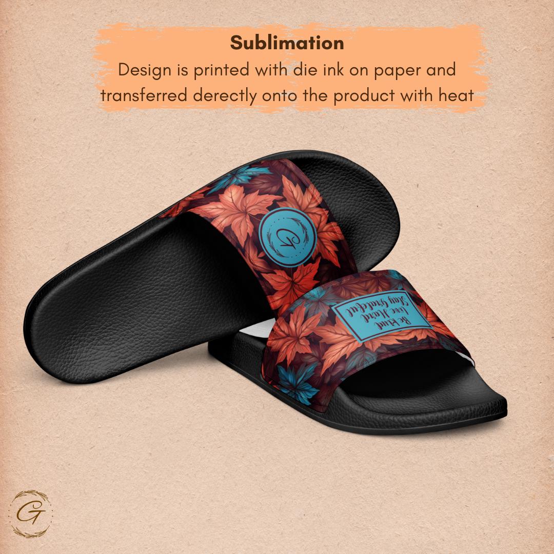 Maple Floral Design Stylish Men's Slides Slip-On Sandals