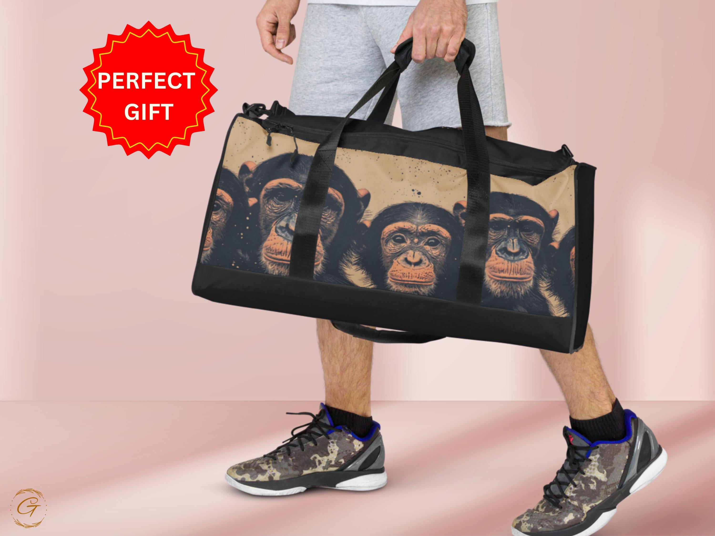 Chimpanzee AOP Duffel Bag - Cool Animal Print Gym Bag