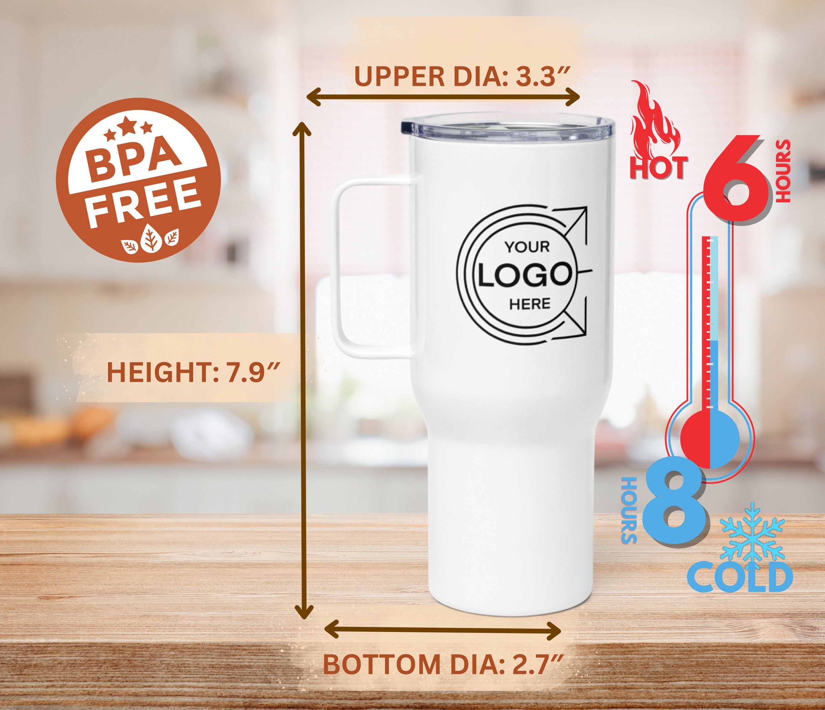 Personalized 25oz Travel Mug with Handle