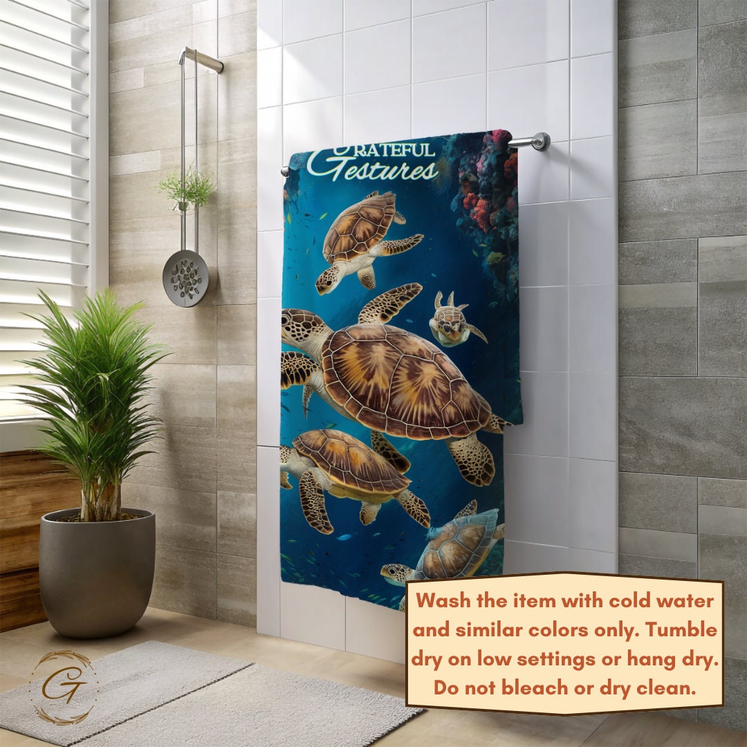 Colorful Under Water Turtles Beach Towel