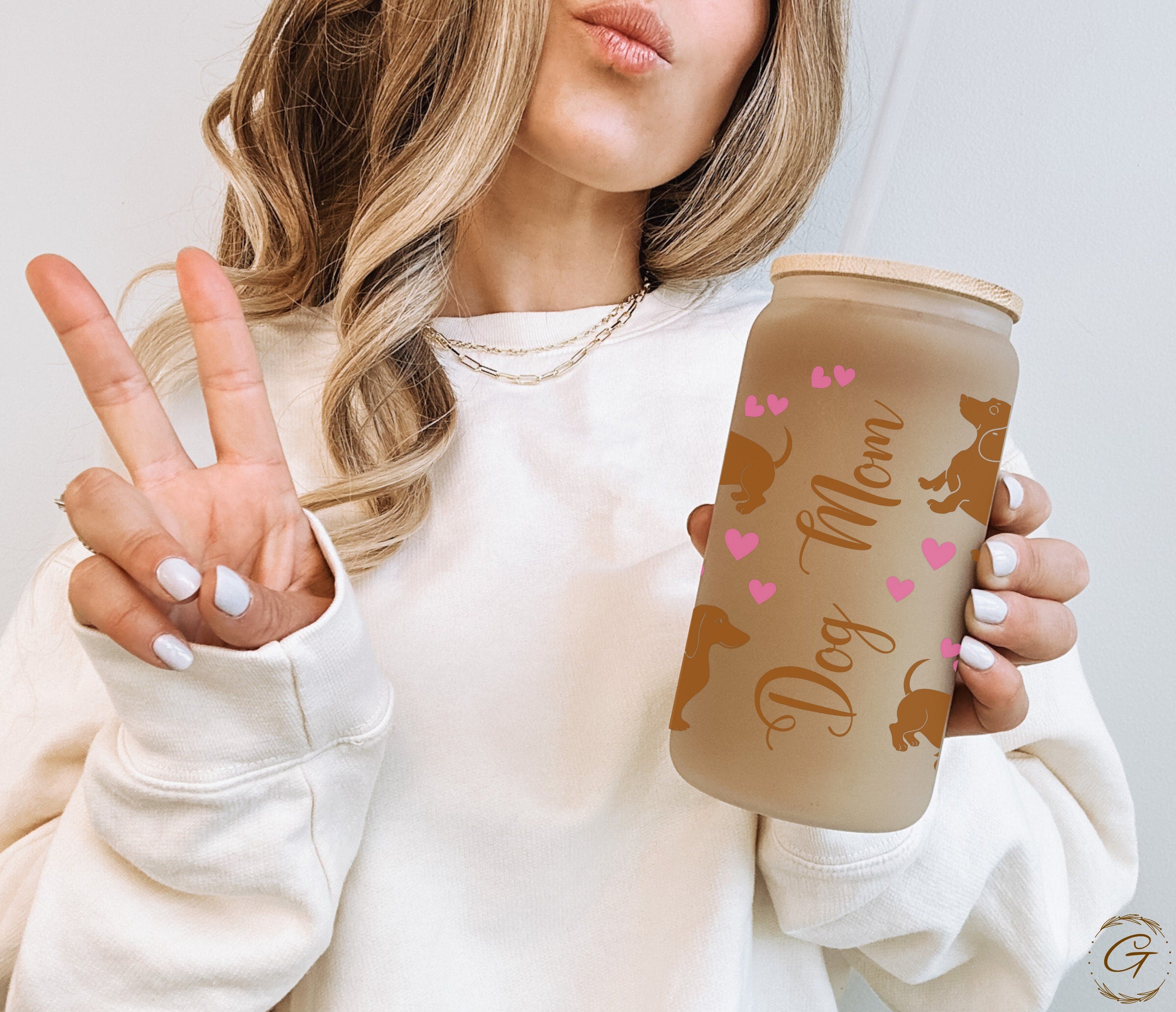 Dog Mom Gift Frosted Glass Tumbler  Dachshund Design  Drinkware for Coffee and Tea Lovers, Unique  Drinkware for Everyday Use for Pet Lovers