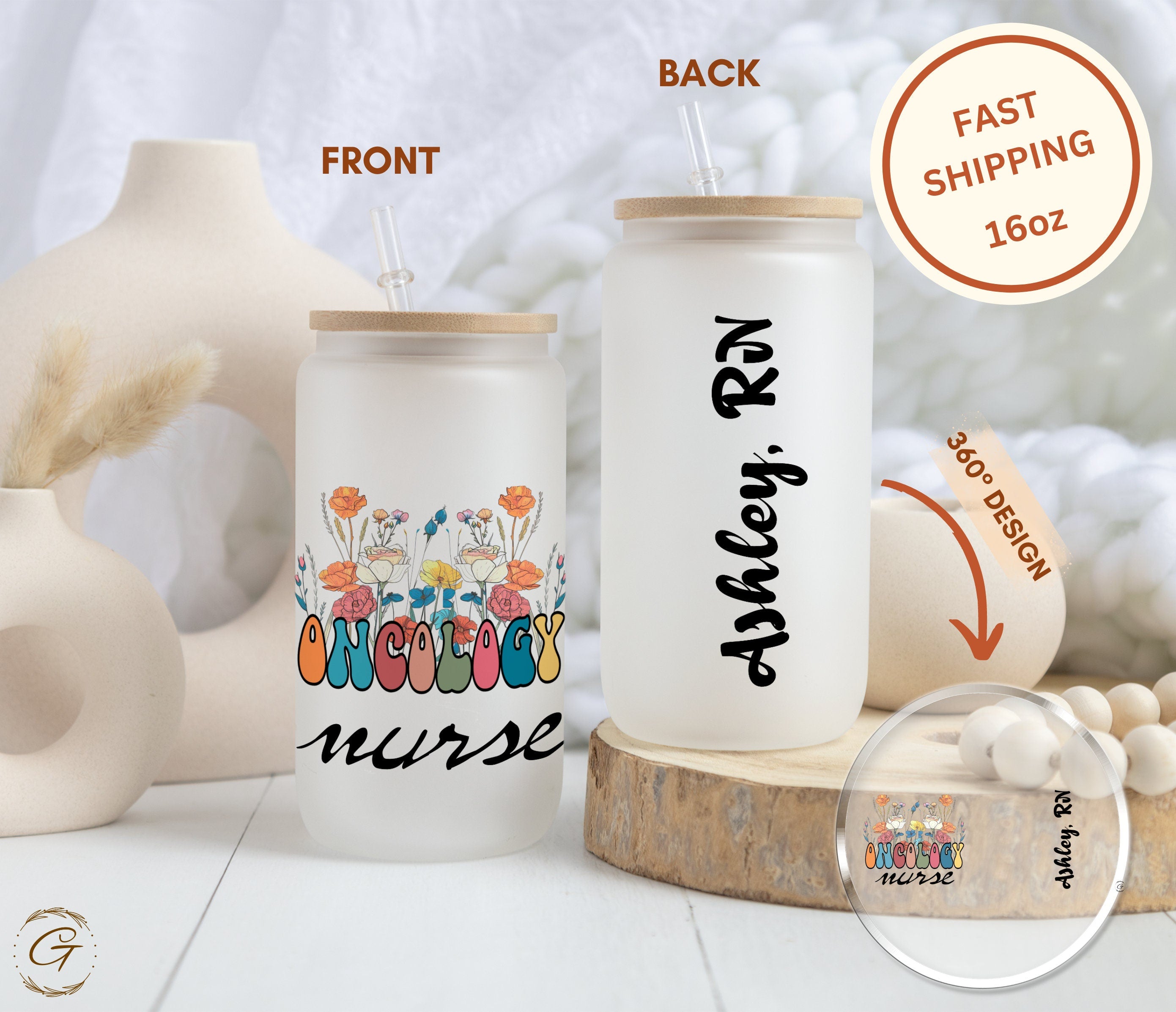 Personalized Oncology Nurse Frosted Libbey Cup 16-oz | Unique Nurse Gift | Appreciation Drinkware for Healthcare Heroes | Custom Medical Cup